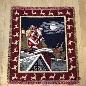 Mohawk Rug & Textiles | 50x56 Santa, Reindeer and Moon Tapestry Throw